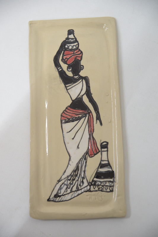 Handmade Cake Plate – Woman with Jar