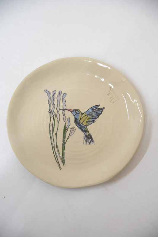 Plate Hand-Painted with hummingbird